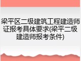 梁平区二级建筑工程建造师证报考具体要求(梁平二级建造师报考条件)