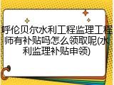 呼伦贝尔水利工程监理工程师有补贴吗怎么领取呢(水利监理补贴申领)