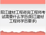 阳江建材工程咨询工程师考试需要什么学历(阳江建材工程师学历要求)