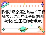 郴州初级金属冶炼安全工程师考试难点具体分析(郴州冶炼安全工程师考难点)