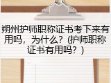 朔州护师职称证书考下来有用吗，为什么？(护师职称证书有用吗？)