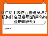 葫芦岛中级物业管理员培训机构排名及费用(葫芦岛物业培训费用)