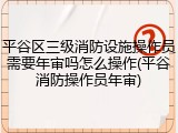 平谷区三级消防设施操作员需要年审吗怎么操作(平谷消防操作员年审)