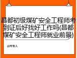 昌都初级煤矿安全工程师考到证后好找好工作吗(昌都煤矿安全工程师就业前景)