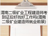 渭南二级矿业工程建造师考到证后好找好工作吗(渭南二级矿业建造师就业前景)