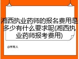 湘西执业药师的报名费用是多少有什么要求呢(湘西执业药师报考费用)
