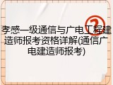 孝感一级通信与广电工程建造师报考资格详解(通信广电建造师报考)