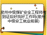 泉州中级煤矿安全工程师考到证后好找好工作吗(泉州中级安工就业前景)
