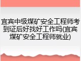 宜宾中级煤矿安全工程师考到证后好找好工作吗(宜宾煤矿安全工程师就业)