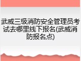 武威三级消防安全管理员考试去哪里线下报名(武威消防报名点)