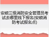 安顺三级消防安全管理员考试去哪里线下报名(安顺消防考试报名点)