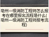 亳州一级消防工程师怎么报考在哪里报名流程是什么(亳州一级消防工程师报考流程)