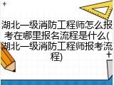 湖北一级消防工程师怎么报考在哪里报名流程是什么(湖北一级消防工程师报考流程)