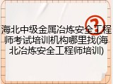 海北中级金属冶炼安全工程师考试培训机构哪里找(海北冶炼安全工程师培训)