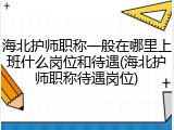 海北护师职称一般在哪里上班什么岗位和待遇(海北护师职称待遇岗位)