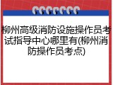 柳州高级消防设施操作员考试指导中心哪里有(柳州消防操作员考点)