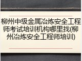 柳州中级金属冶炼安全工程师考试培训机构哪里找(柳州冶炼安全工程师培训)