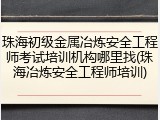珠海初级金属冶炼安全工程师考试培训机构哪里找(珠海冶炼安全工程师培训)