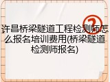 许昌桥梁隧道工程检测师怎么报名培训费用(桥梁隧道检测师报名)