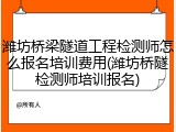 潍坊桥梁隧道工程检测师怎么报名培训费用(潍坊桥隧检测师培训报名)