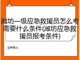 潍坊一级应急救援员怎么考需要什么条件(潍坊应急救援员报考条件)