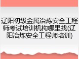 辽阳初级金属冶炼安全工程师考试培训机构哪里找(辽阳冶炼安全工程师培训)