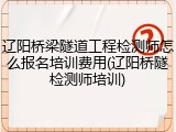辽阳桥梁隧道工程检测师怎么报名培训费用(辽阳桥隧检测师培训)