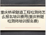 重庆桥梁隧道工程检测师怎么报名培训费用(重庆桥隧检测师培训报名费)