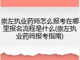崇左执业药师怎么报考在哪里报名流程是什么(崇左执业药师报考指南)