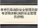 孝感五级消防安全管理员报考资格详解(消防安全管理员资格)