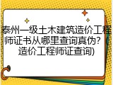 泰州一级土木建筑造价工程师证书从哪里查询真伪？(造价工程师证查询)