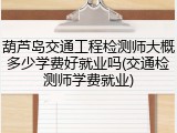 葫芦岛交通工程检测师大概多少学费好就业吗(交通检测师学费就业)