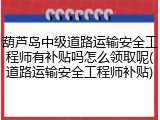 葫芦岛中级道路运输安全工程师有补贴吗怎么领取呢(道路运输安全工程师补贴)