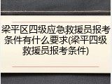 梁平区四级应急救援员报考条件有什么要求(梁平四级救援员报考条件)