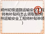 朔州初级道路运输安全工程师有补贴吗怎么领取呢(朔州运输安全工程师补贴申领)