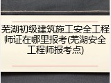 芜湖初级建筑施工安全工程师证在哪里报考(芜湖安全工程师报考点)