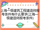 上海一级建筑工程建造师报考条件有什么要求(上海一级建造师报考条件)