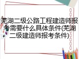 芜湖二级公路工程建造师报考需要什么具体条件(芜湖二级建造师报考条件)