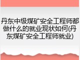 丹东中级煤矿安全工程师都做什么的就业现状如何(丹东煤矿安全工程师就业)
