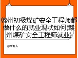 赣州初级煤矿安全工程师都做什么的就业现状如何(赣州煤矿安全工程师就业)
