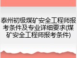 泰州初级煤矿安全工程师报考条件及专业详细要求(煤矿安全工程师报考条件)