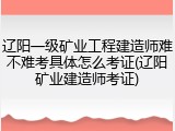 辽阳一级矿业工程建造师难不难考具体怎么考证(辽阳矿业建造师考证)