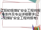 辽阳初级煤矿安全工程师报考条件及专业详细要求(辽阳煤矿安全工程师报考)