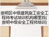 崇明区中级建筑施工安全工程师考试培训机构哪里找(崇明中级安全工程师培训)