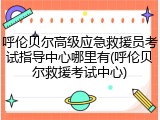 呼伦贝尔高级应急救援员考试指导中心哪里有(呼伦贝尔救援考试中心)