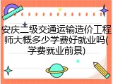 安庆二级交通运输造价工程师大概多少学费好就业吗(学费就业前景)