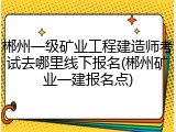郴州一级矿业工程建造师考试去哪里线下报名(郴州矿业一建报名点)