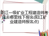 阳江一级矿业工程建造师考试去哪里线下报名(阳江矿业建造师报名点)