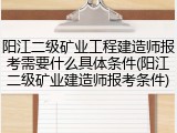 阳江二级矿业工程建造师报考需要什么具体条件(阳江二级矿业建造师报考条件)