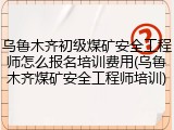 乌鲁木齐初级煤矿安全工程师怎么报名培训费用(乌鲁木齐煤矿安全工程师培训)